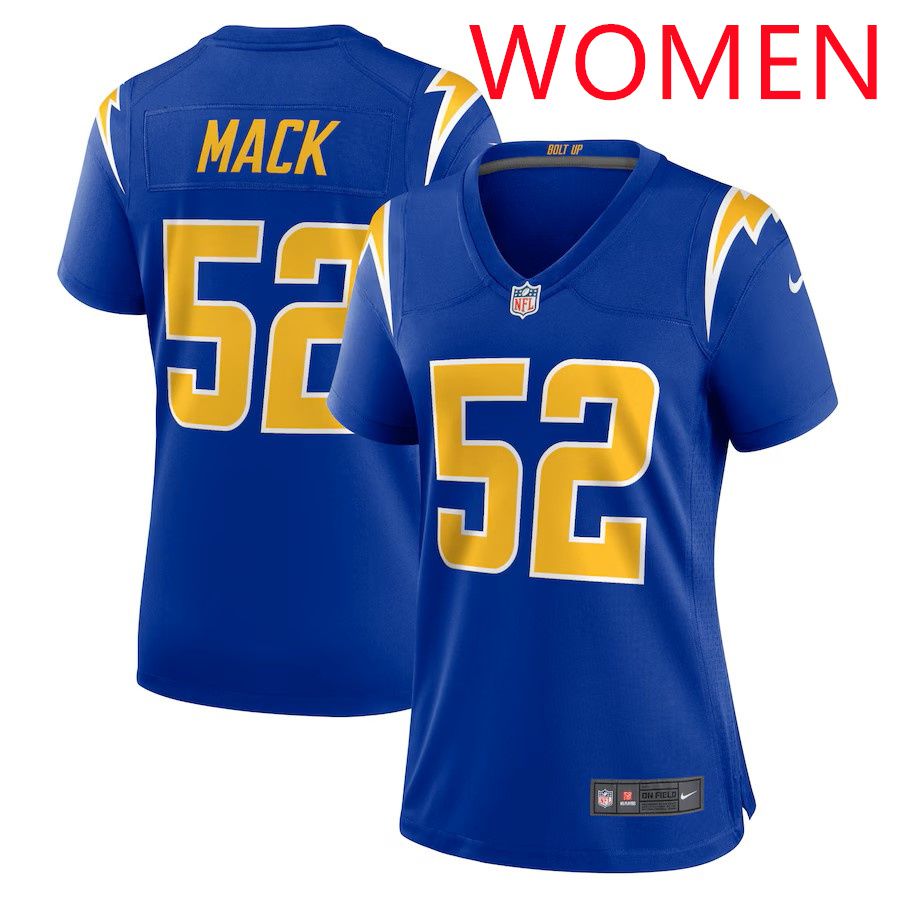 Women Los Angeles Chargers #52 Khalil Mack 2025 Nike Royal Alternate Game NFL Jersey->women nfl jersey->Women Jersey